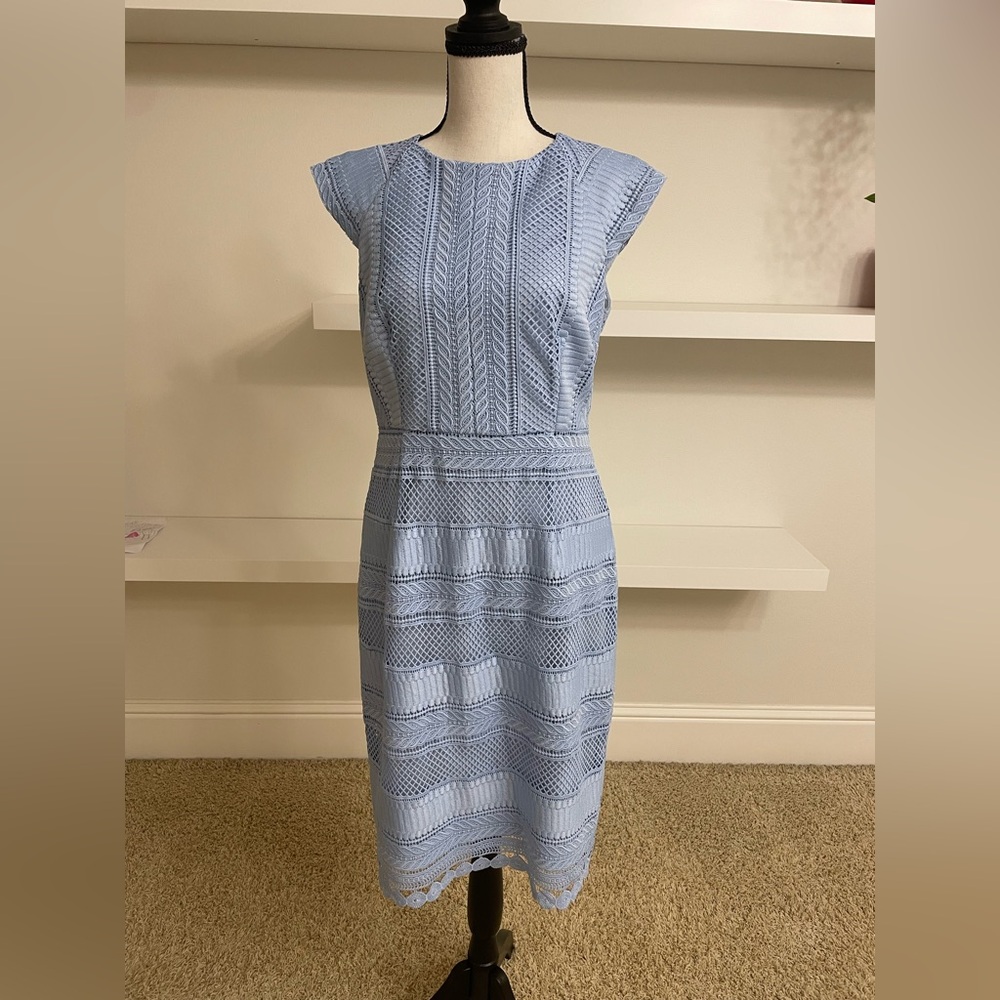 Blue Lace Sheath Dress